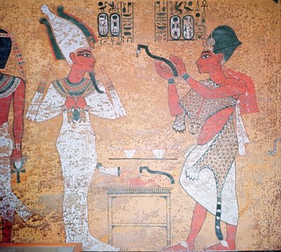 Ay Performing the Opening of the Mouth Ceremony on the Mummy of Tutankhamun by Egyptian 18th Dynasty